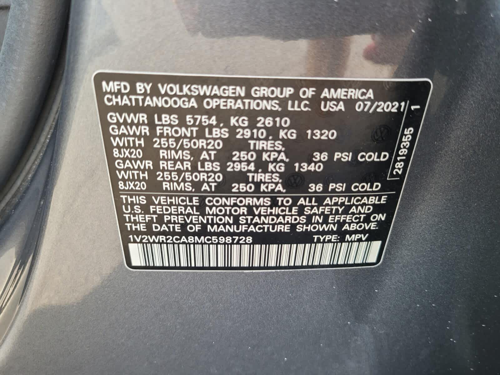 2021 Volkswagen Atlas 3.6L V6 SE w/Technology